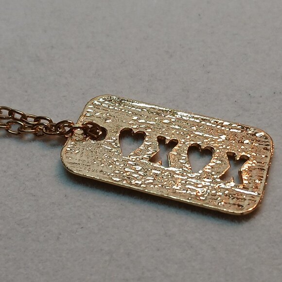 Gold Tone Metal Heart X Pendant with Small Bracelet Gold Tone Chain #14 - Picture 2 of 13